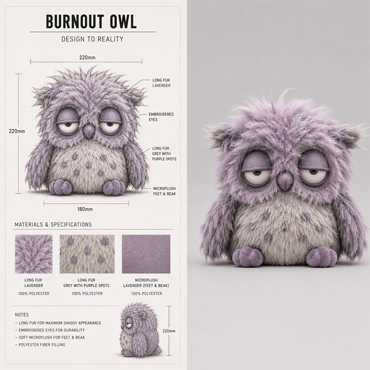 Grumpy Owl Plush Toy