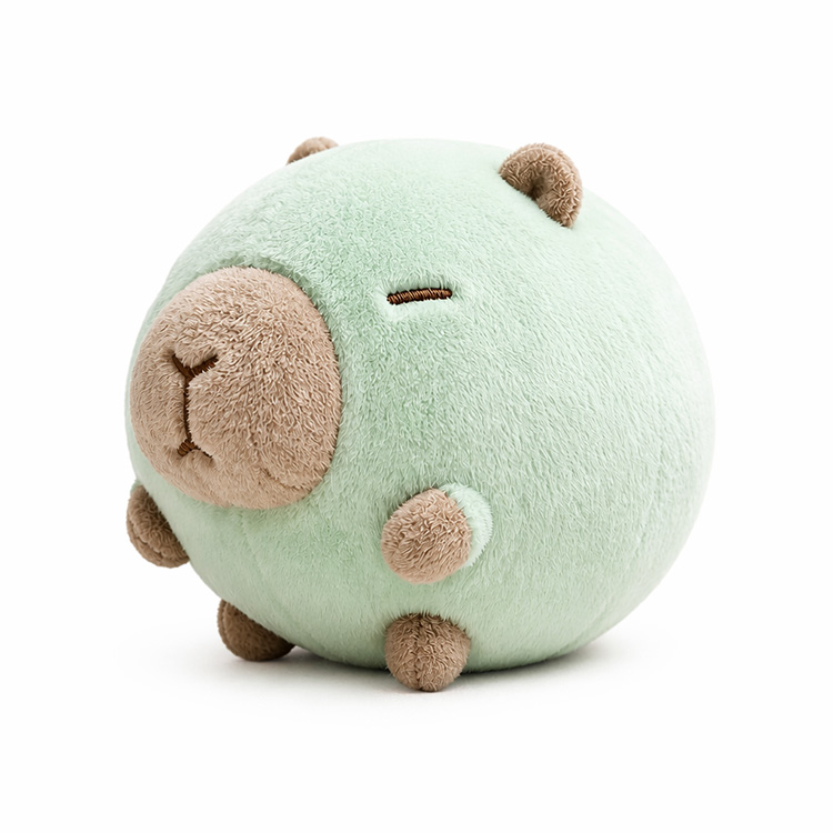 Almofada de pelúcia redonda capivara verde menta